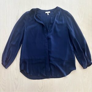 Joie Semi Sheer 100% Silk Women's Navy Blouse Size XS